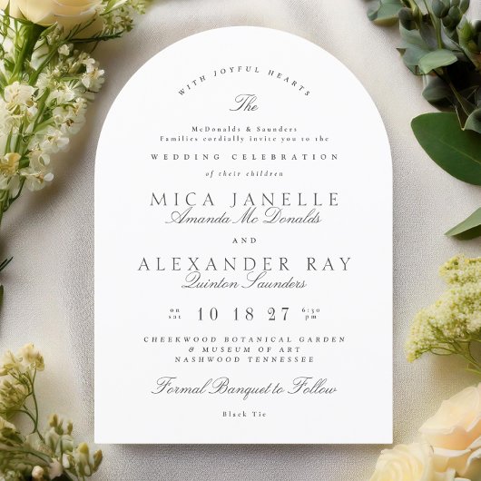 Invitation Arche officielle en calligraphie élégante gris fon