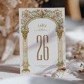 Invitation Arche Or Orné & Roses Rose Numéro de tableau