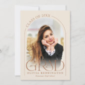 Invitation Arche photo beige moderne Partie minimale de gradu (Devant)