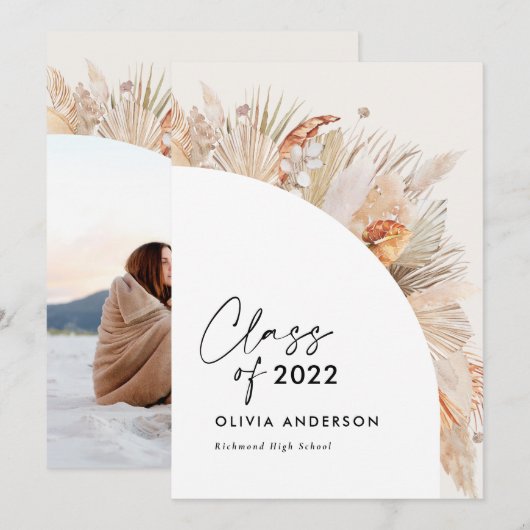 Invitation Arche photo de grade en terre cuite pampas botaniq (Devant / Derrière)