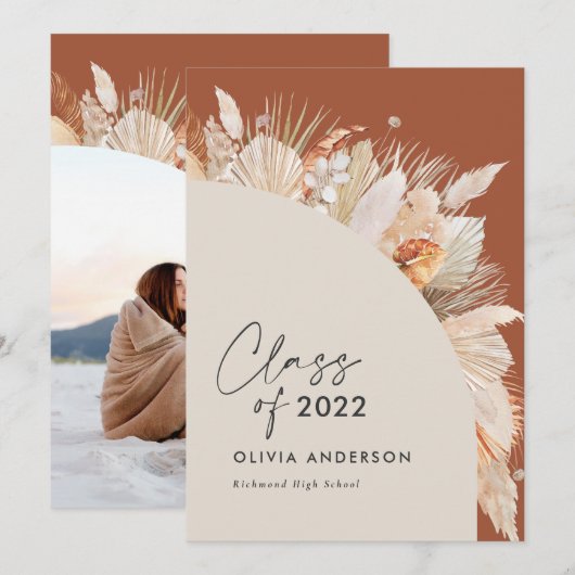 Invitation Arche photo de grade en terre cuite pampas botaniq (Devant / Derrière)