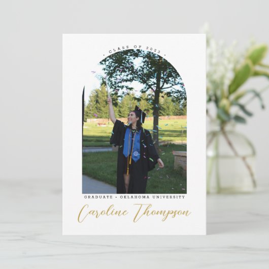 Invitation Arche photo et collage de script or moderne (Debout devant)