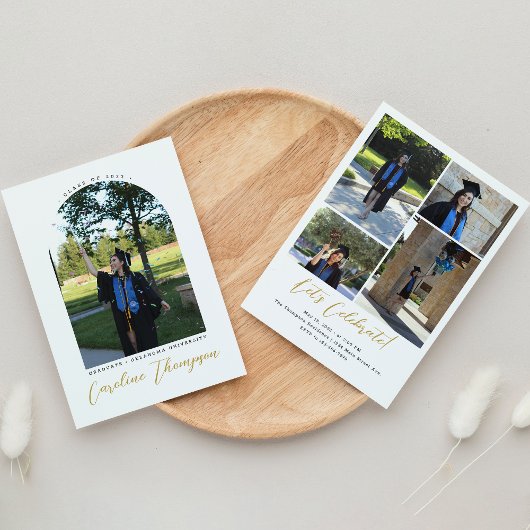 Invitation Arche photo et collage de script or moderne