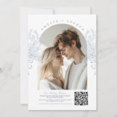Invitation Arche photo française élégante avec code QR (Devant)