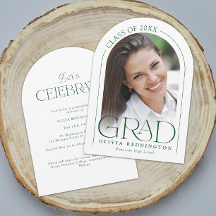 Invitation Arche photo minimaliste moderne Green Graduation P