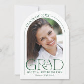Invitation Arche photo minimaliste moderne Green Graduation P (Devant)