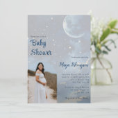 Invitation Arche photo moderne Baby shower céleste (Debout devant)