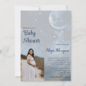 Invitation Arche photo moderne Baby shower céleste (Devant)