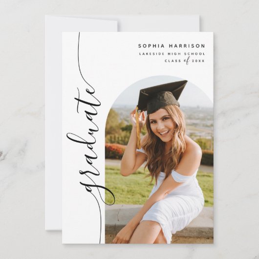 Invitation Arche photo moderne Diplôme de script vertical (Devant)