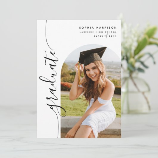 Invitation Arche photo moderne Diplôme de script vertical (Debout devant)