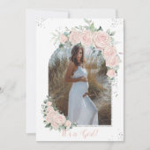 Invitation Arche photo Pastel Rose Floral Baby shower Argent (Devant)