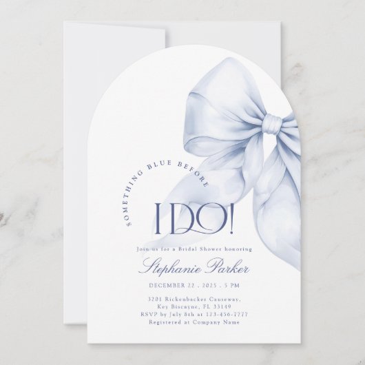Invitation Arche quelque chose de Fête des mariées Bleu Bow (Devant)
