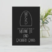 Invitation Arche rétro Mariage noir blanc initial (Debout devant)