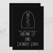 Invitation Arche rétro Mariage noir blanc initial (Devant / Derrière)