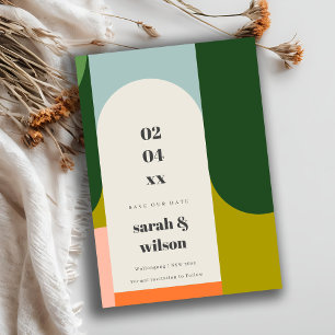 Invitation Arche rétro Super colorée Abstraite Enregistrer no