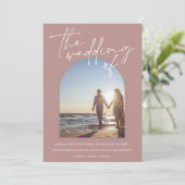 Invitation Arche rose Dusty moderne Mariage photo initial (Debout devant)