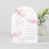 Invitation Arche Rose Fille Baby Shower (Debout devant)