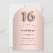 Invitation Arche rose or doux 16 roses (Devant)