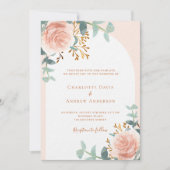 Invitation Arche rose or fleurie verdure luxuriante mariage d (Devant)