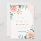 Invitation Arche rose or fleurie verdure mariage (Devant)