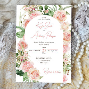 Invitation Arche rose rose rousse rose rose floral invite