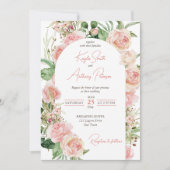 Invitation Arche rose rose rousse rose rose floral invite (Devant)