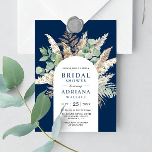 Invitation Arche rustique en eucalyptus des Pampas pour une b