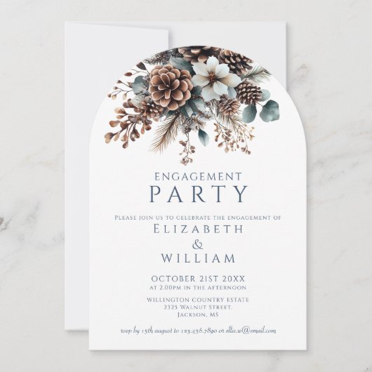 Invitation Arche Rustique Floral Pinecone (Devant)