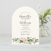 Invitation arched all in one botanical floral green script (Debout devant)