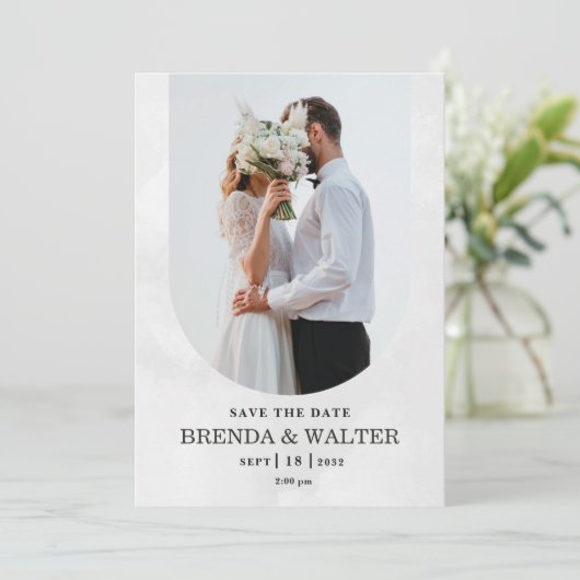 Invitation Arched Boho Modern Minimalist Photo Wedding  (Debout devant)