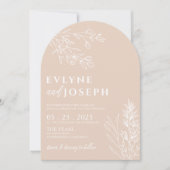 Invitation Arched Elegant Floral Blush Herbal Boho Wedding (Devant)
