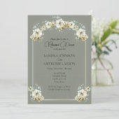 Invitation Arched Floral Sage Green Wedding Rehearsal  (Debout devant)