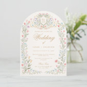 Invitation Arched Floral Wedding Monogram, Romantic Garden (Debout devant)