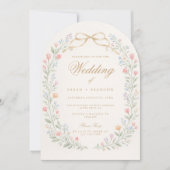 Invitation Arched Floral Wedding Monogram, Romantic Garden (Devant)