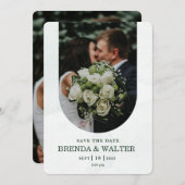 Invitation Arched Greenery White Rose Photo Wedding (Devant / Derrière)