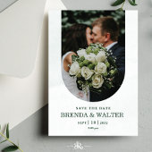Invitation Arched Greenery White Rose Photo Wedding 