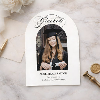 Invitation Arched Photo and Script Graduate Announcement