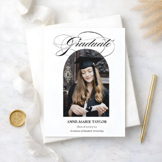 Invitation Arched Photo and Script Graduate Announcement