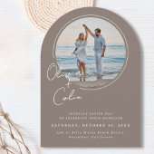 Invitation Arched Photo Casual Script First Names Wedding