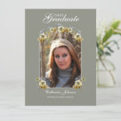 Invitation Arched Sage Green Floral Graduation (Debout devant)