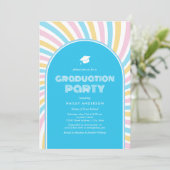 Invitation Arches Bleues Modernes Retro 80s Graduation (Debout devant)