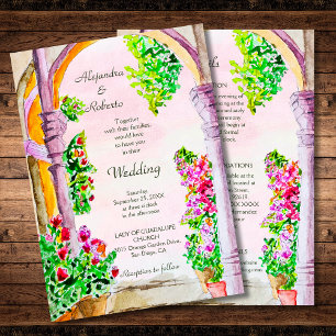 Invitation Arches d'aquarelle Bougainvillea Mariage floral