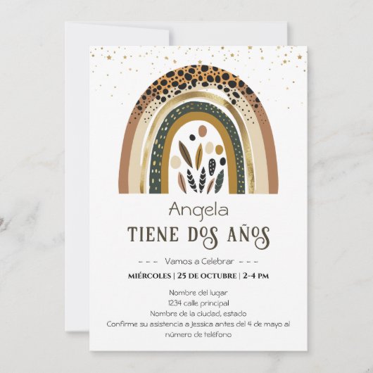 Invitation Arcoiris Boho 2do cumpleaños (Devant)