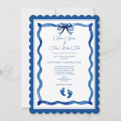 Invitation Arcs Bleus & Petits Orteils Élégante Fête de Bébé (Devant)