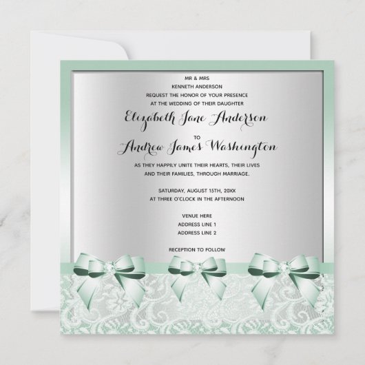 Invitation Arcs de vert et mariage en bon état chics de (Dos)