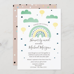 Invitation Arcs-en-ciel, Nuages, Points Baby shower virtuel p