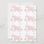 Invitation Arcs-en-ciel rose fleuris Little Piggy 1er anniver (Dos)