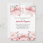 Invitation Arcs roses flores fille bouteille Baby shower (Devant)