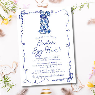 Invitation Arcs Vintage Lapin en Chinoiserie Chasse aux œufs 