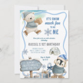 Invitation Arctic Animal Oh What Fun First Birthday (Devant)
